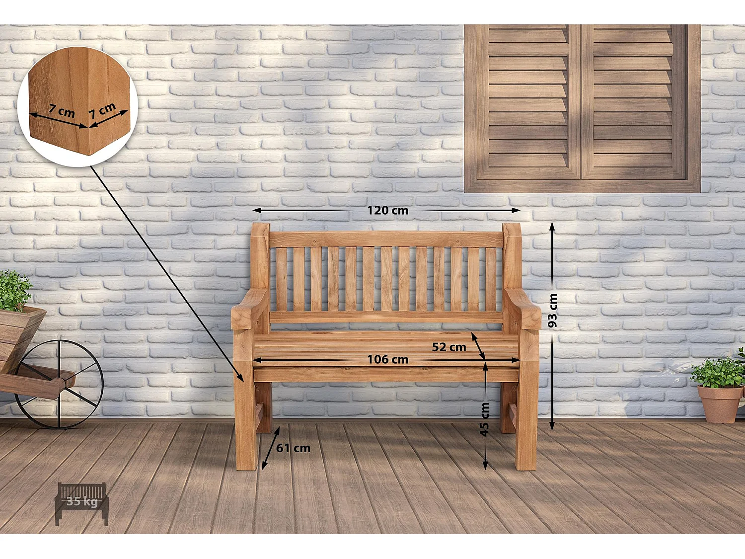 Banc de jardin - Bois - Teck - Jackson V2