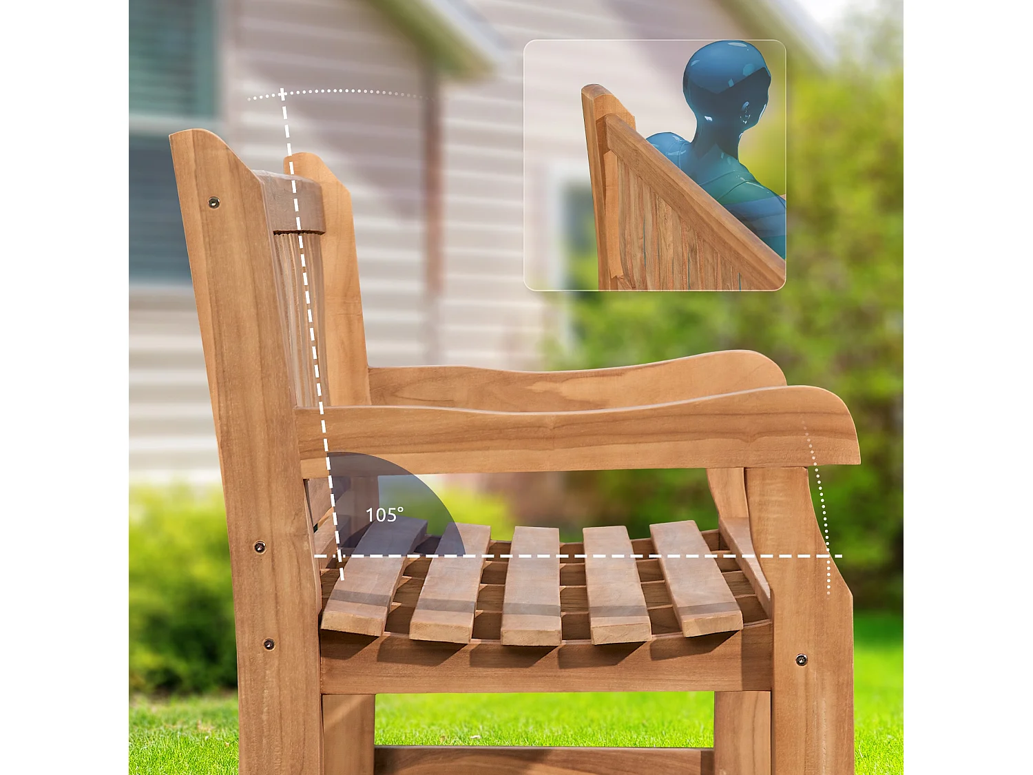 Banc de jardin - Bois - Teck - Jackson V2