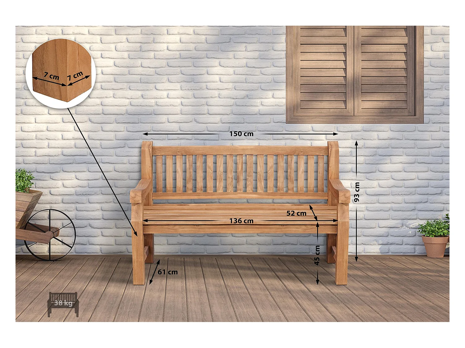 Banc de jardin - Bois - Teck - Jackson V2