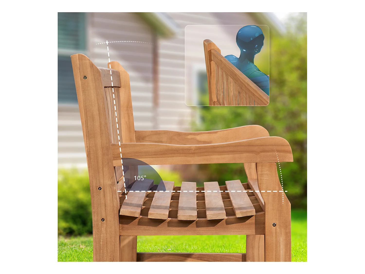 Banc de jardin - Bois - Teck - Jackson V2