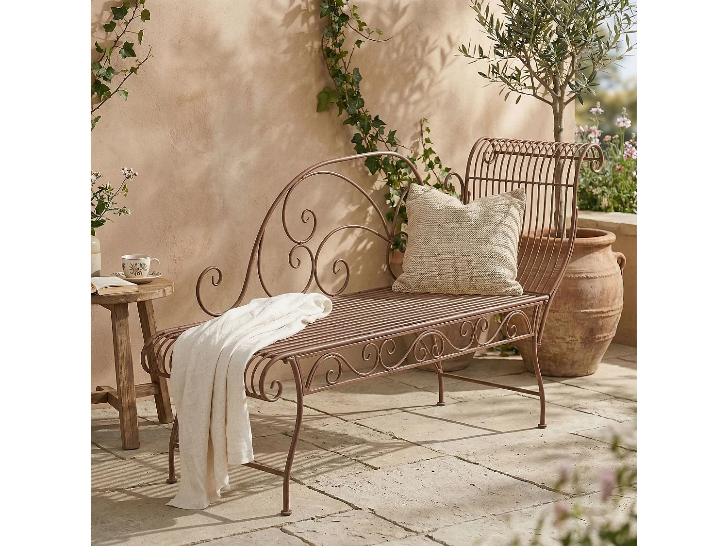 Gartenliege - Metall - antik braun - Karma