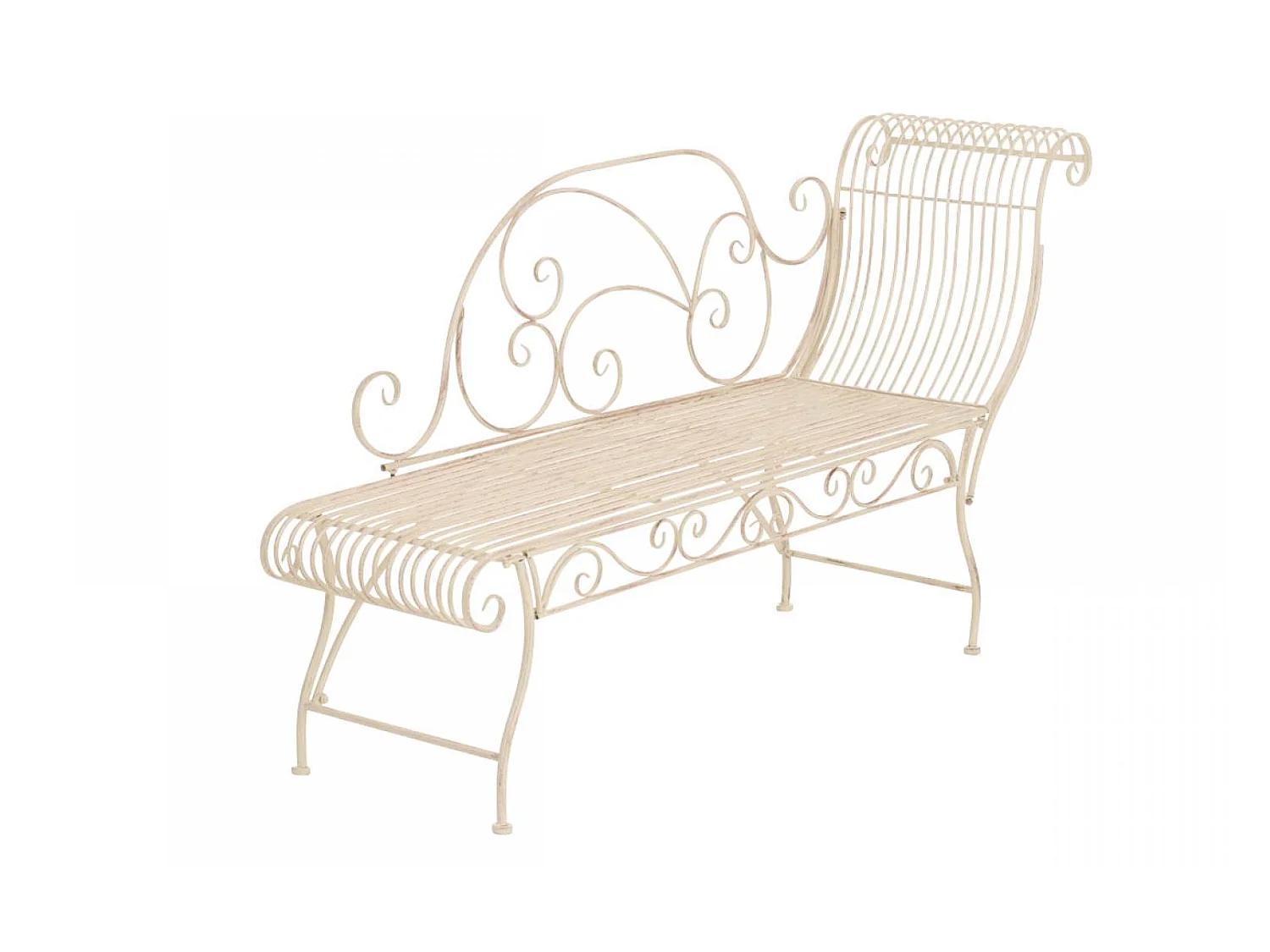 Chaise longue de jardin - Métal & Noir - Crème antique - Karma
