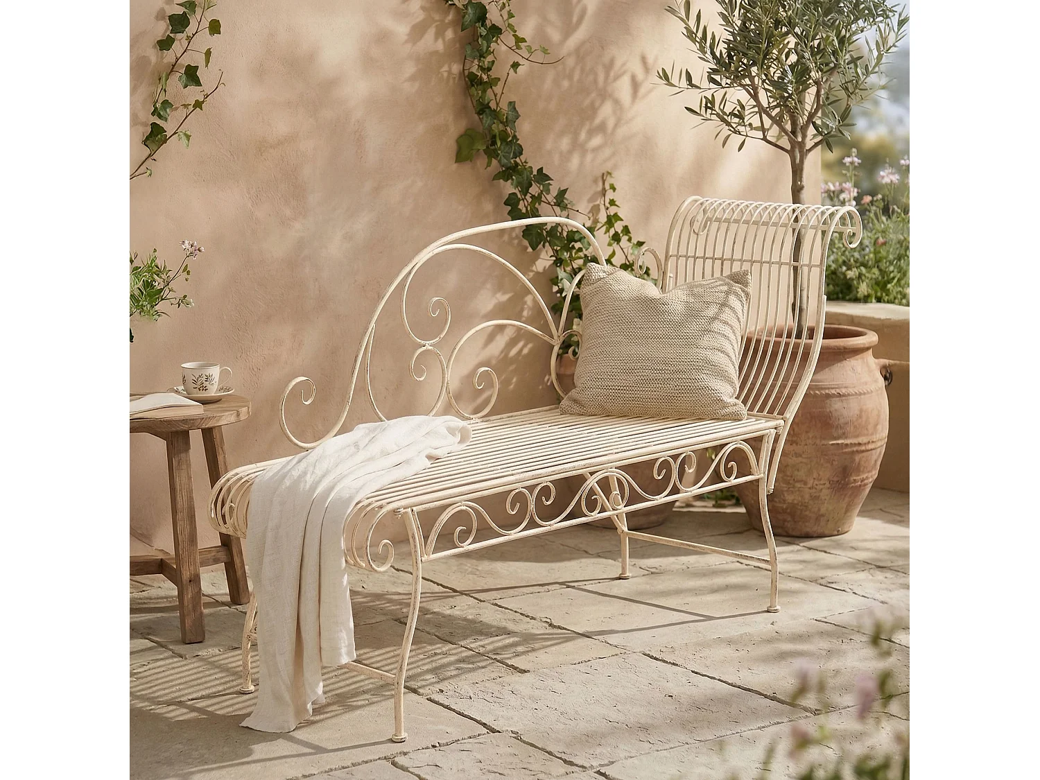 Tuinstoel - Metaal - antiek/creme - Karma