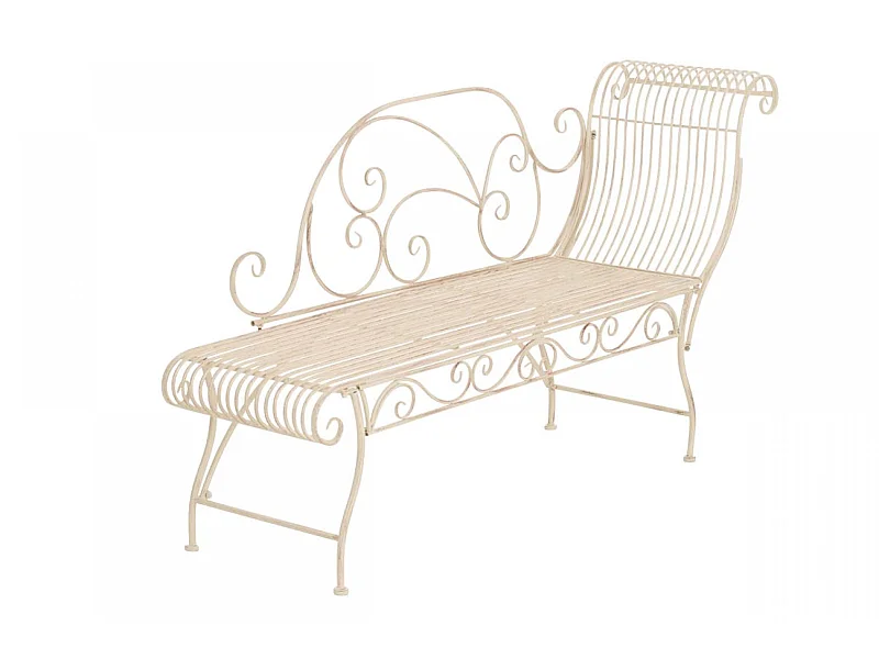 Chaise longue de jardin - Métal & Noir - Crème antique - Karma