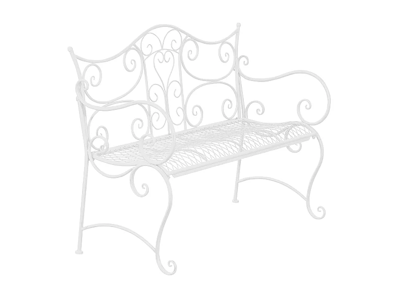 Banc de jardin - Métal - Blanc - Tara