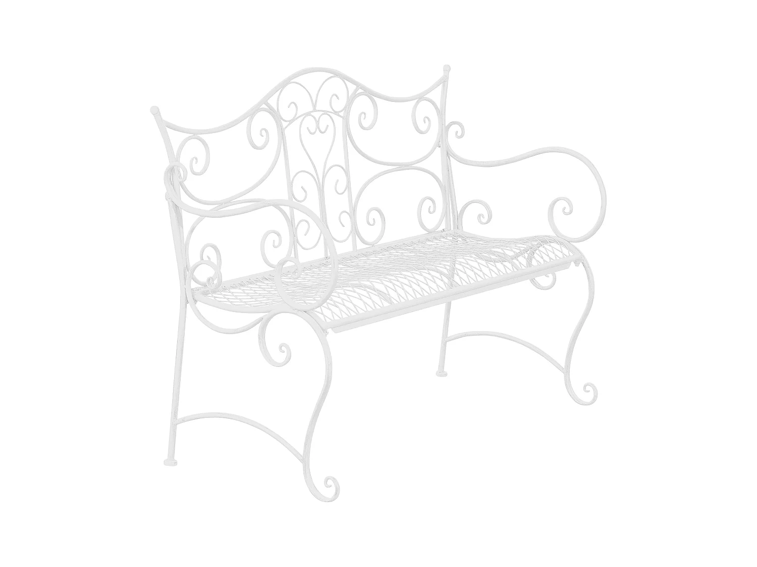 Banc de jardin - Métal - Blanc - Tara