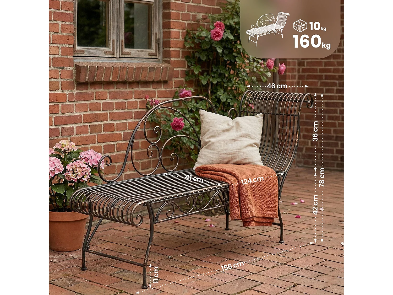 Chaise longue de jardin - Métal - Bronze - Karma