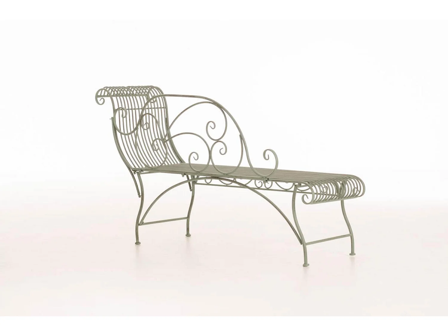 Chaise longue de jardin - Métal & Noir - Vert antique - Karma