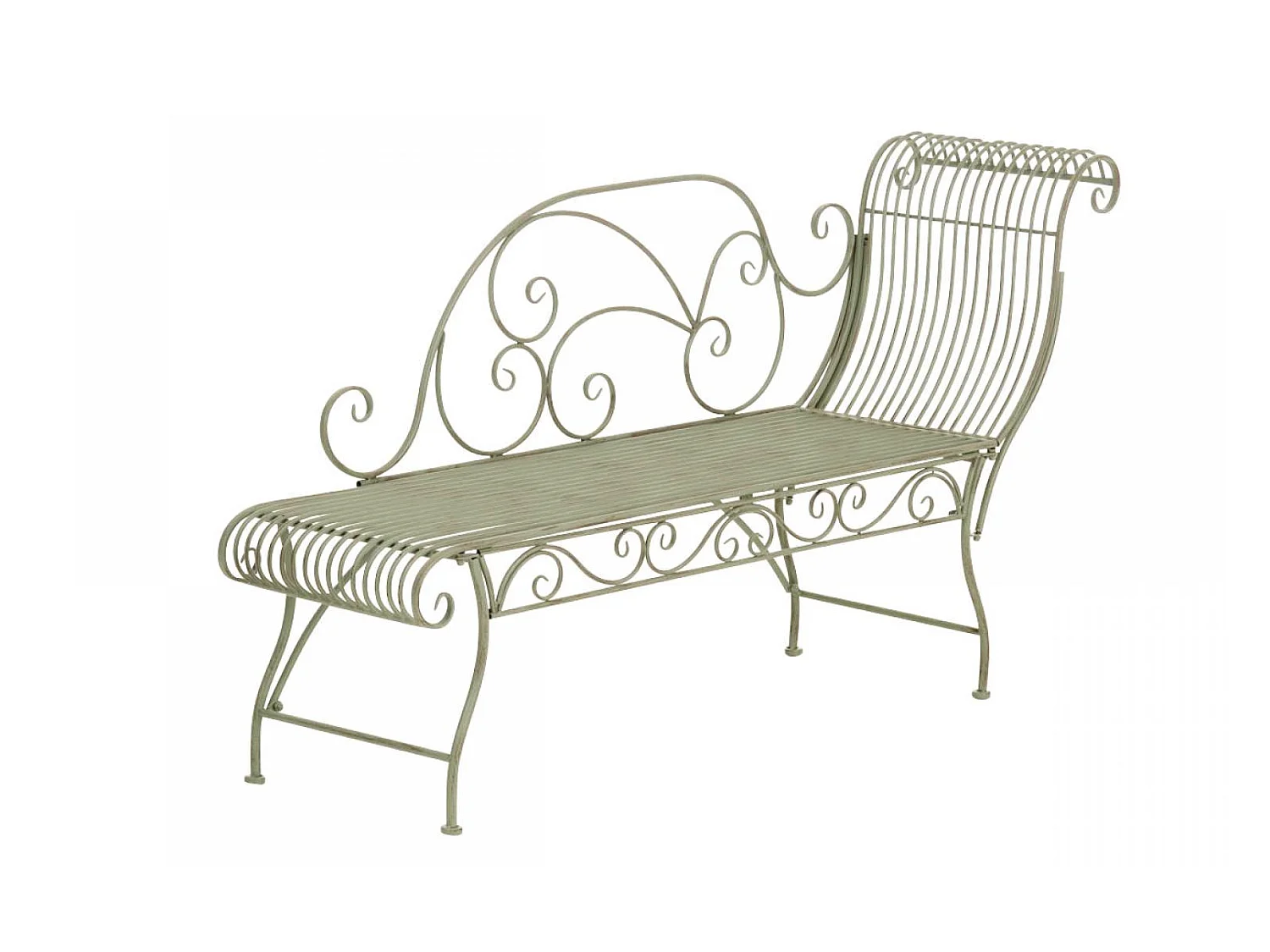 Chaise longue de jardin - Métal & Noir - Vert antique - Karma