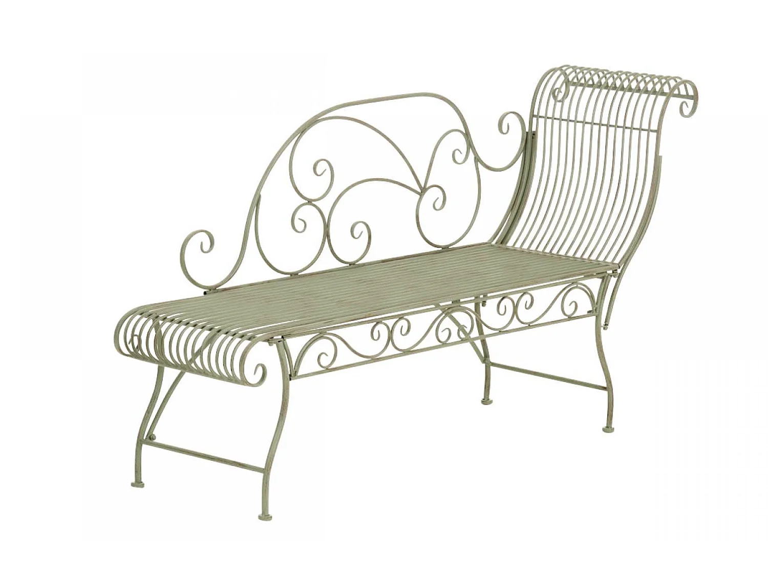 Chaise longue de jardin - Métal & Noir - Vert antique - Karma