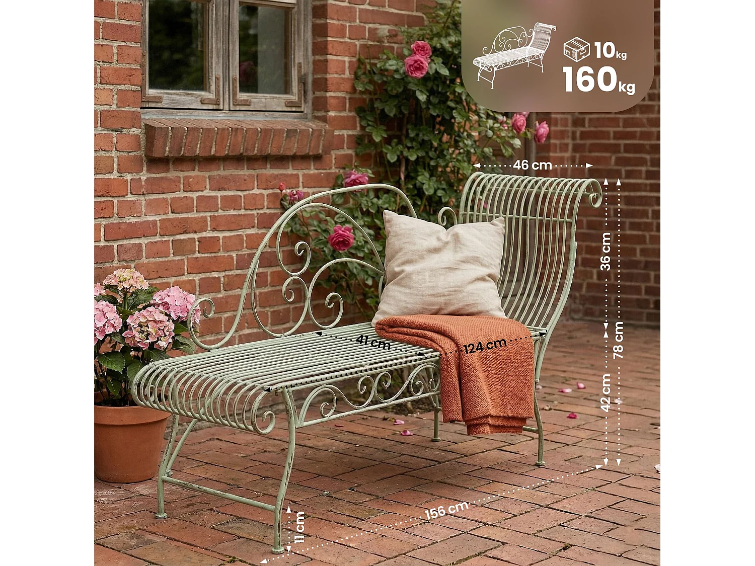 Tuinstoel - Metaal - antiek/groen - Karma