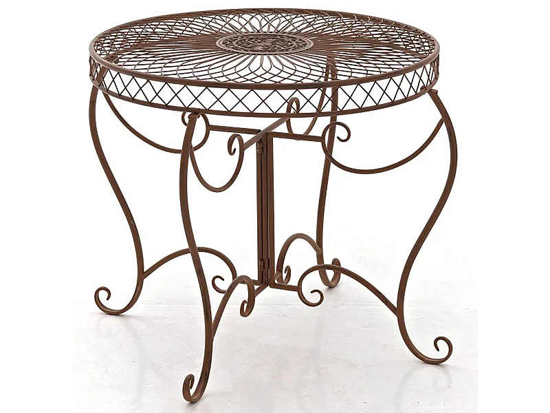 Table d'appoint de jardin - rund 90cm - Métal - Marron antique - Sheela