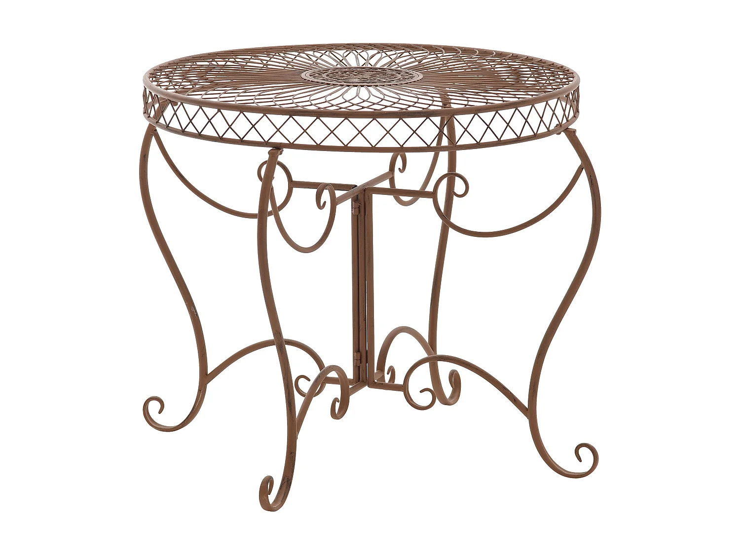 Table d'appoint de jardin - rond Ø 90 cm - Métal - Marron antique - Sheela