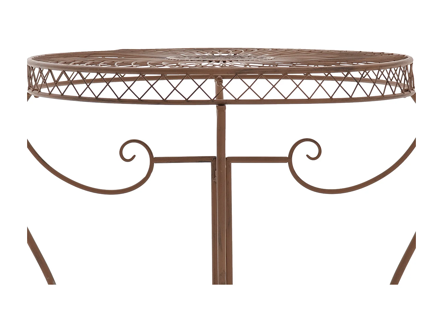 Table d'appoint de jardin - rond Ø 90 cm - Métal - Marron antique - Sheela