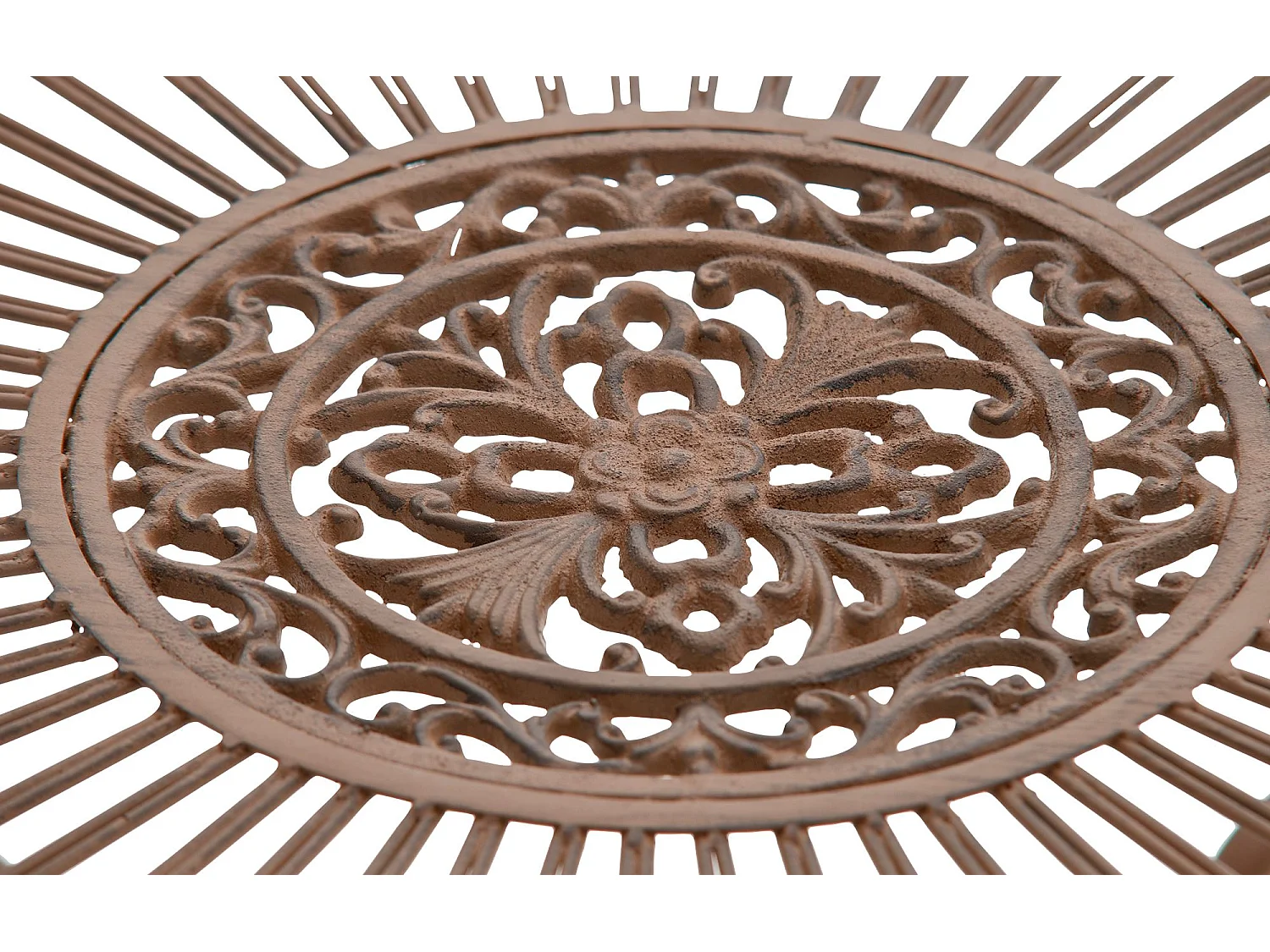 Table d'appoint de jardin - rond Ø 90 cm - Métal - Marron antique - Sheela