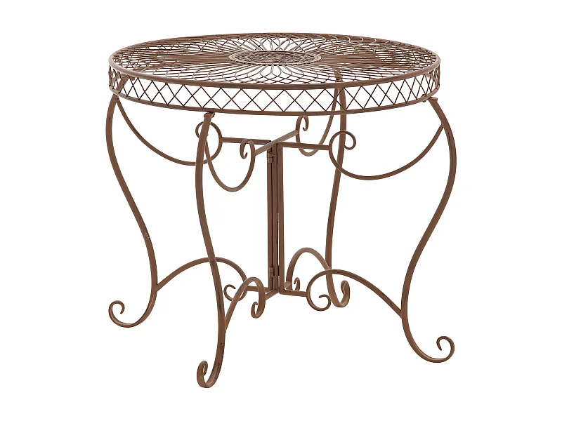 Table d'appoint de jardin - rond Ø 90 cm - Métal - Marron antique - Sheela