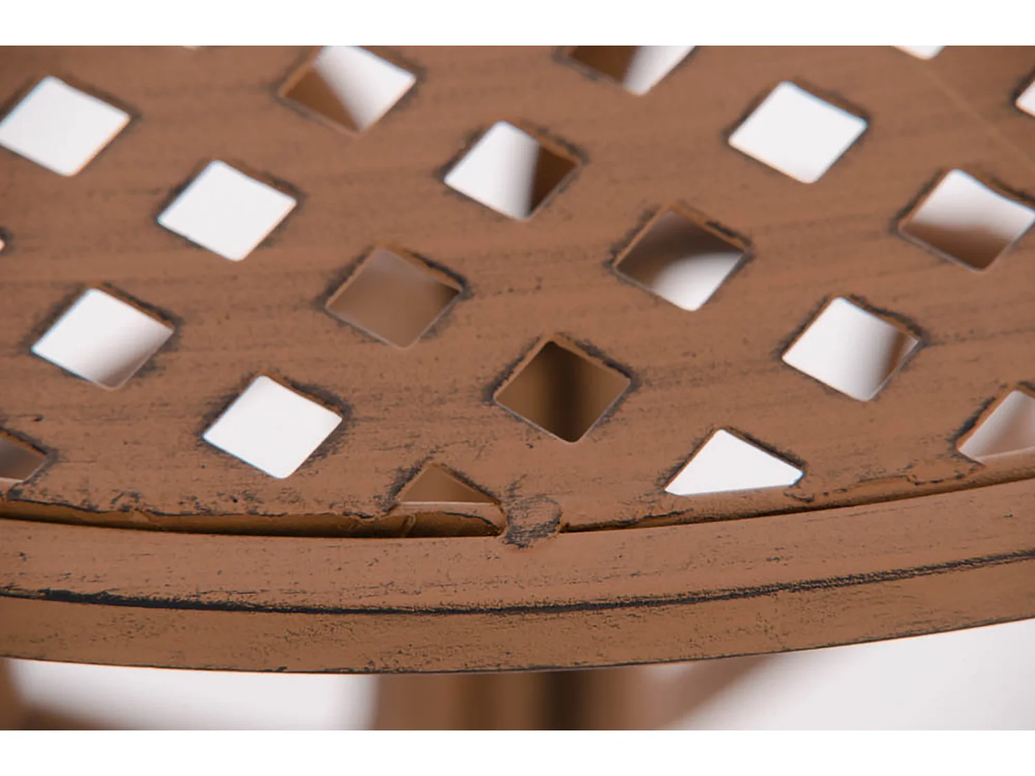 Table d'appoint de jardin - rond Ø 70 cm - Métal - Marron antique - Amanda