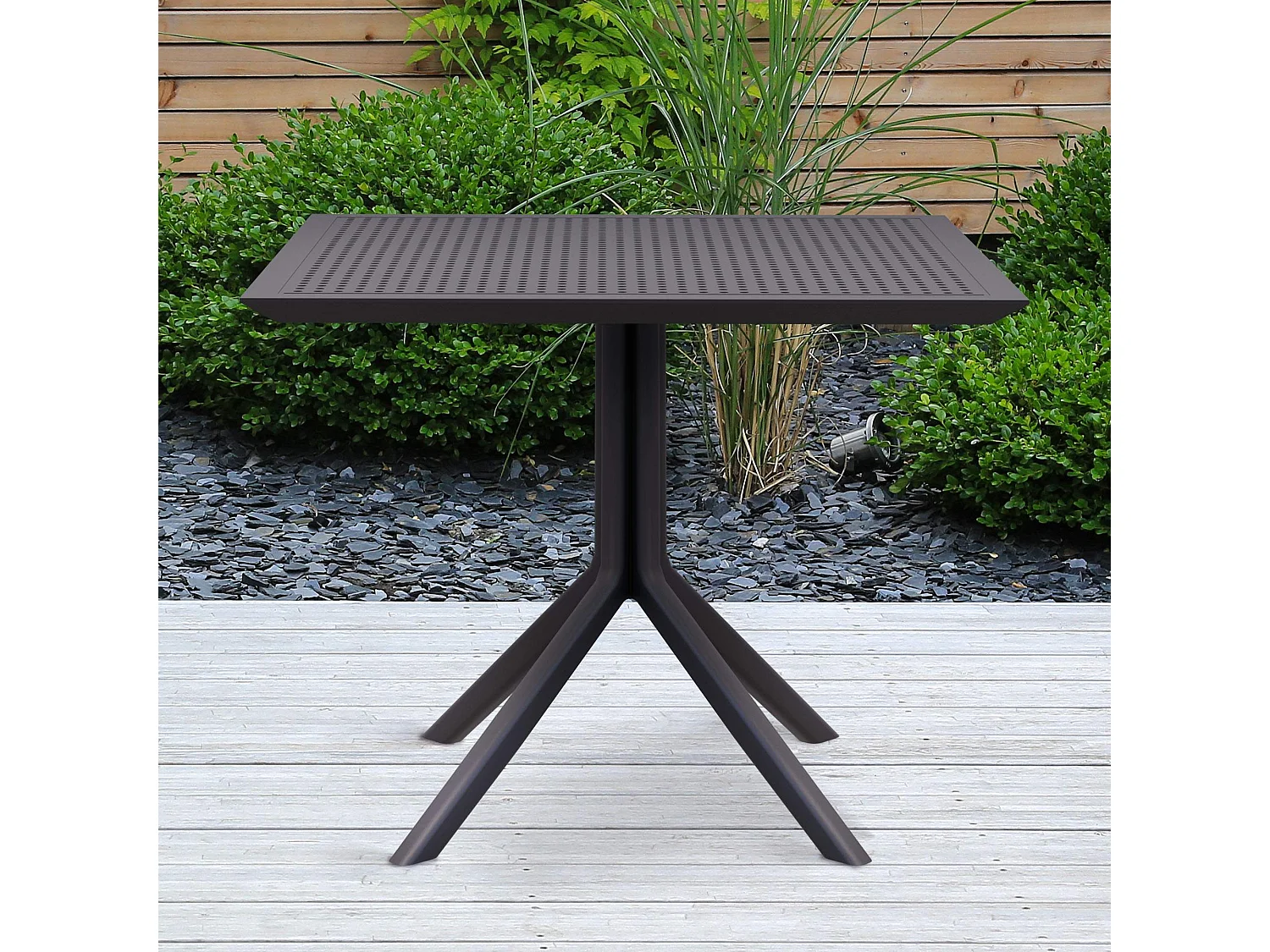 Bijzettafel tuin - vierkant - Kunststof - 80 x 80 cm - zwart - Sky