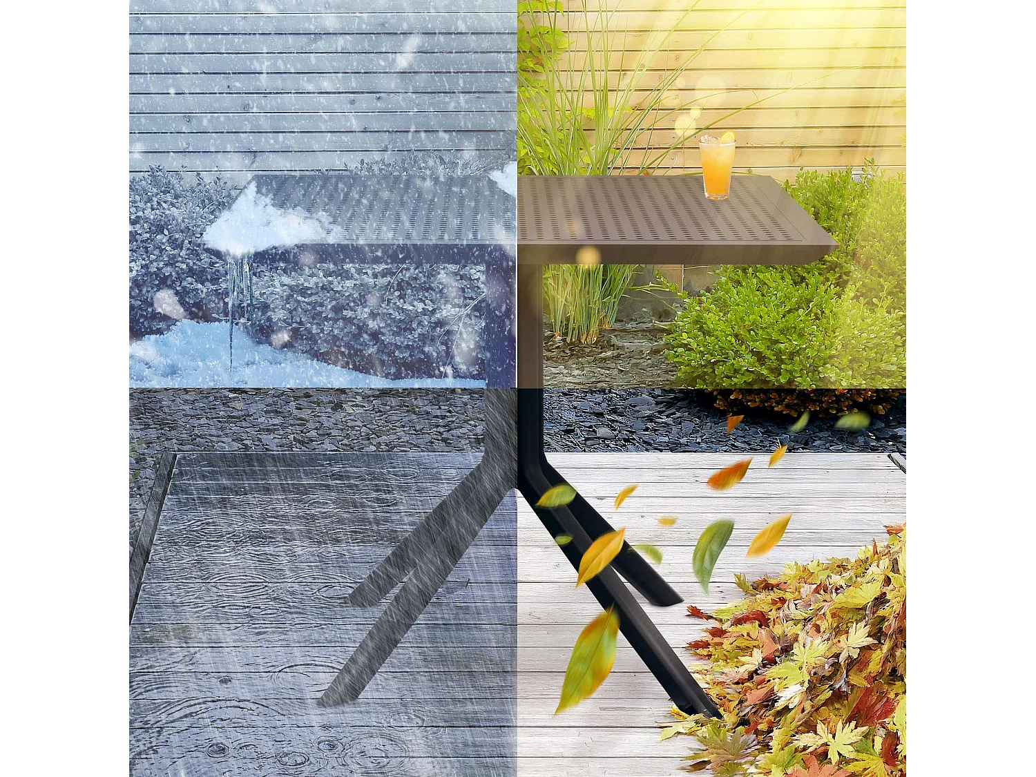 Table d'appoint de jardin - carré - Plastique - 80 x 80 cm - Noir - Sky