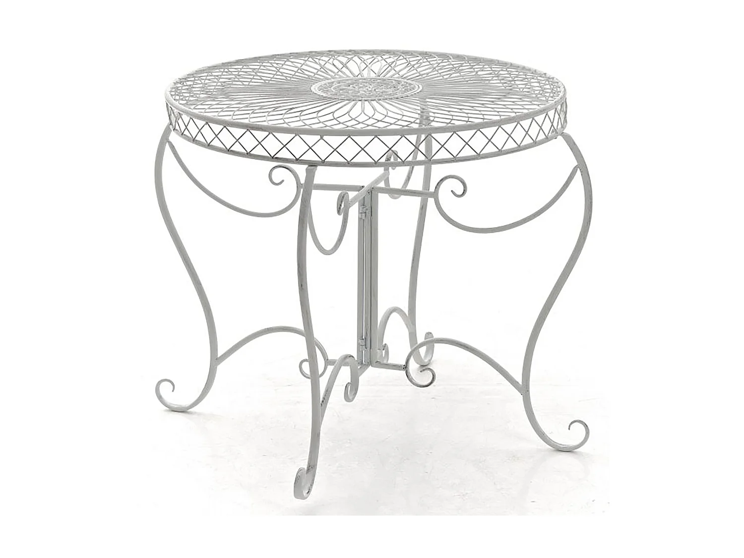 Table d'appoint de jardin - rund 90cm - Métal - Blanc antique - Sheela
