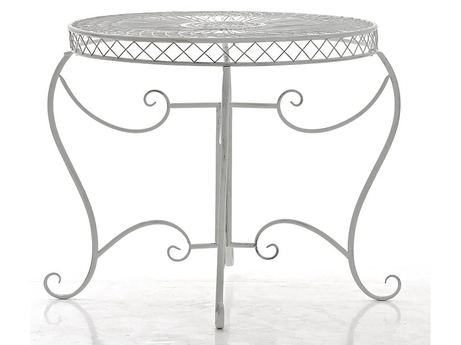 Table d'appoint de jardin - rund 90cm - Métal - Blanc antique - Sheela