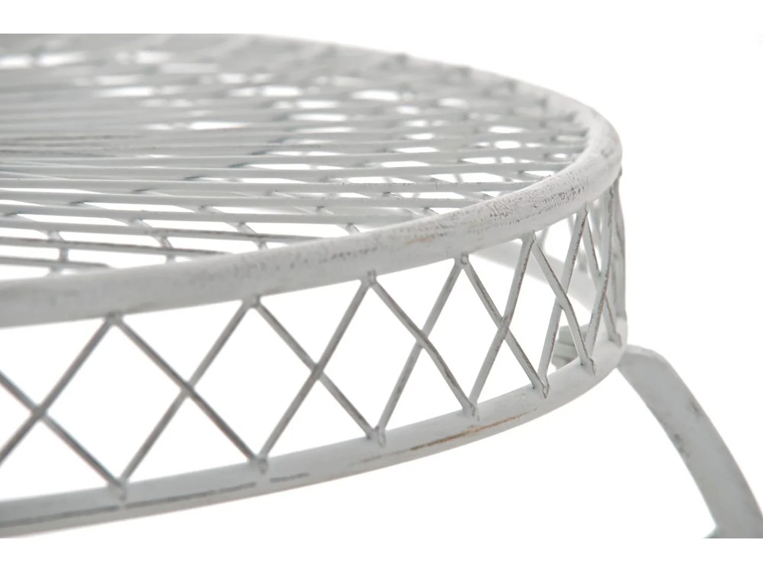 Table d'appoint de jardin - rund 90cm - Métal - Blanc antique - Sheela