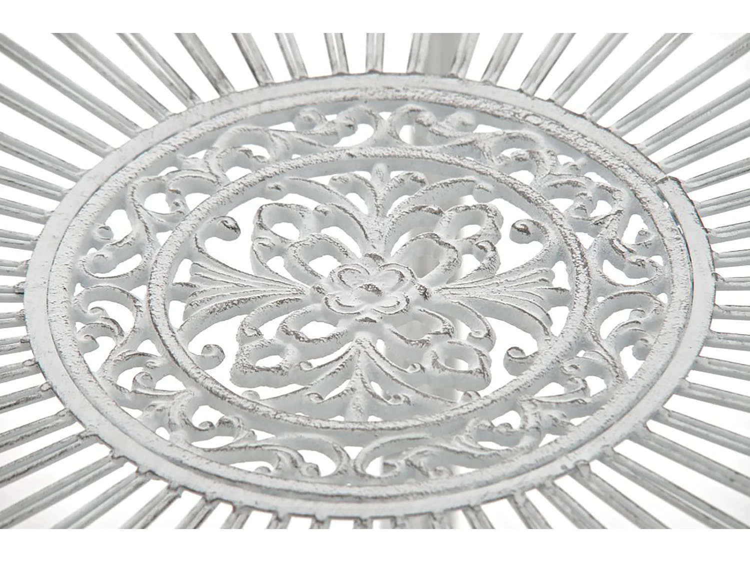 Table d'appoint de jardin - rund 90cm - Métal - Blanc antique - Sheela