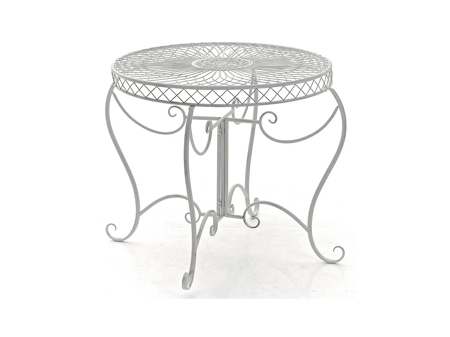 Table d'appoint de jardin - rund 90cm - Métal - Blanc antique - Sheela