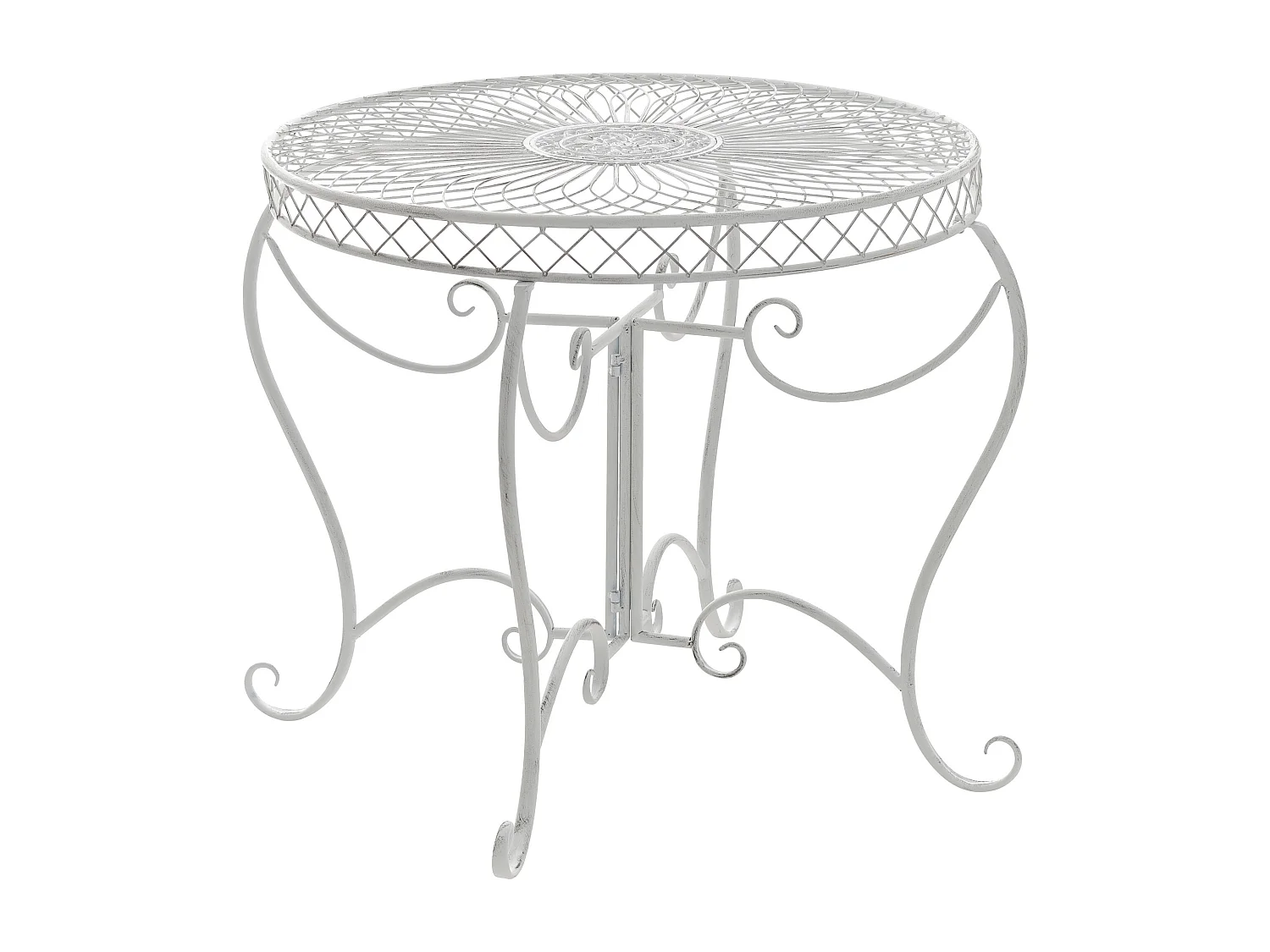 Table d'appoint de jardin - rond Ø 90 cm - Métal - Blanc antique - Sheela