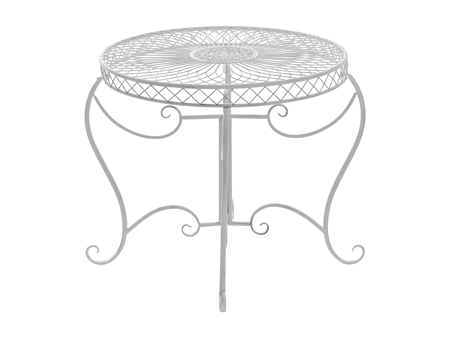 Table d'appoint de jardin - rond Ø 90 cm - Métal - Blanc antique - Sheela
