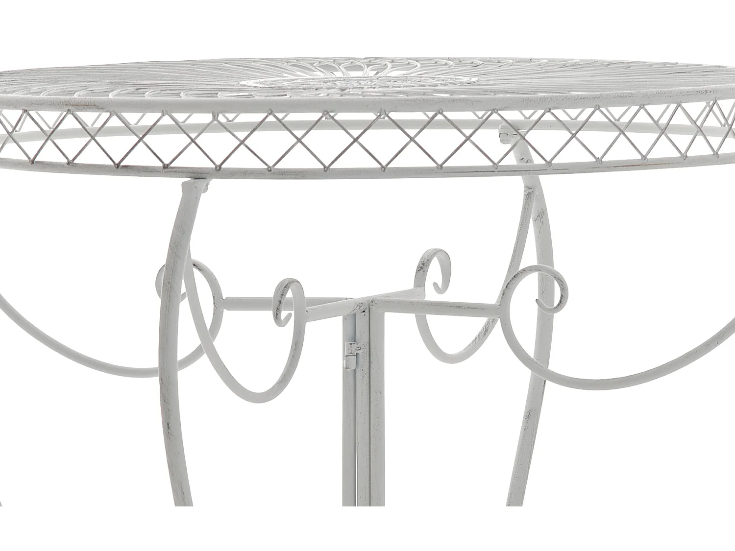 Table d'appoint de jardin - rond Ø 90 cm - Métal - Blanc antique - Sheela