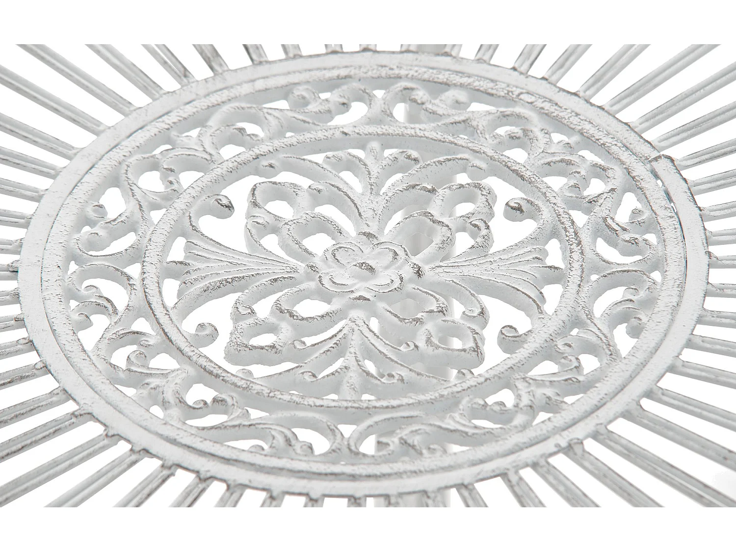 Table d'appoint de jardin - rond Ø 90 cm - Métal - Blanc antique - Sheela