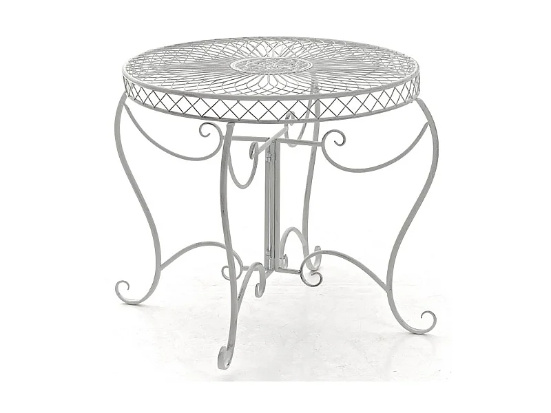 Table d'appoint de jardin - rund 90cm - Métal - Blanc antique - Sheela