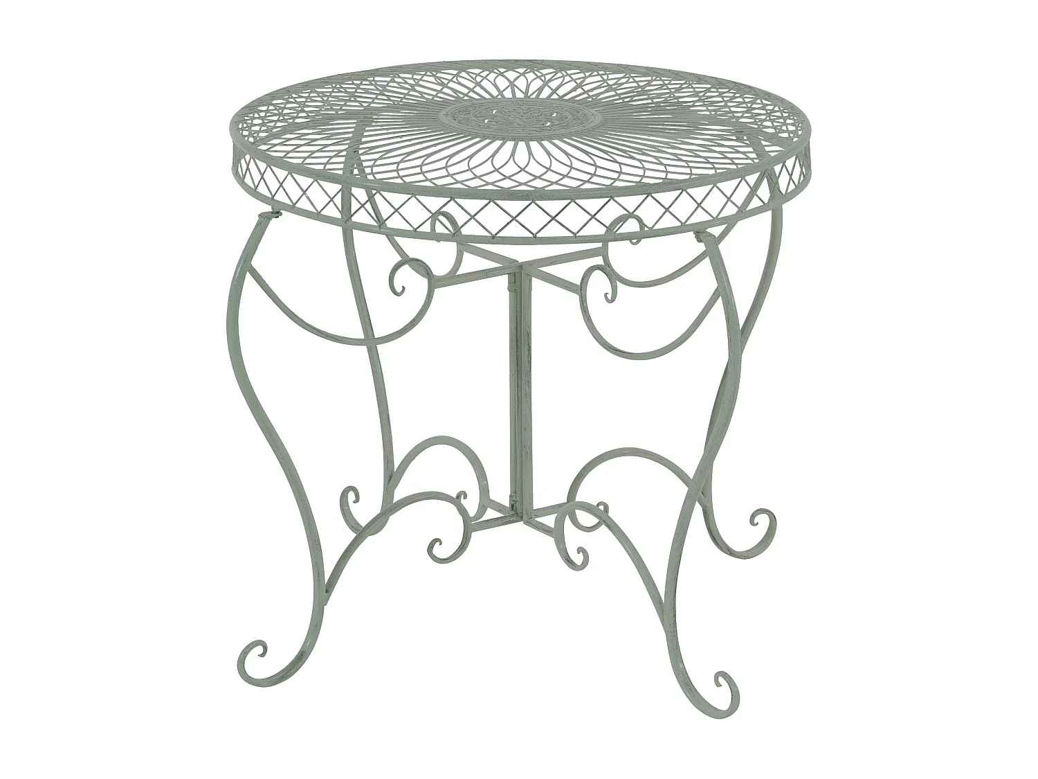 Table d'appoint de jardin - rond Ø 90 cm - Métal - Vert antique - Sheela