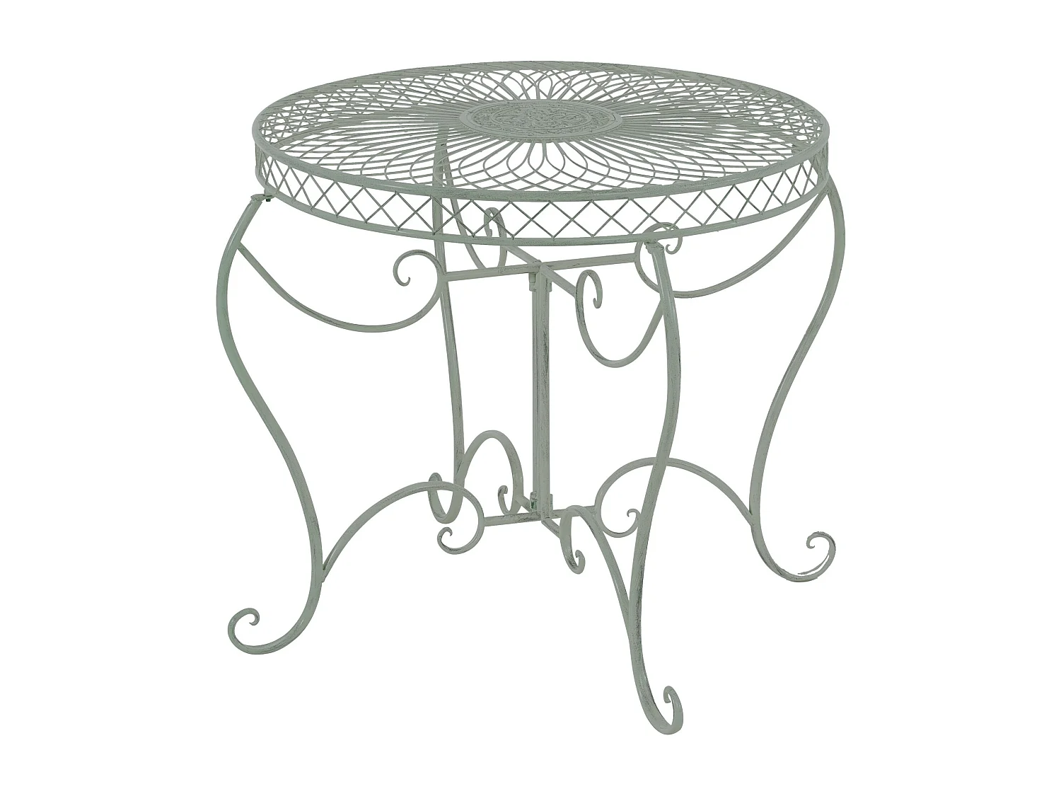 Table d'appoint de jardin - rond Ø 90 cm - Métal - Vert antique - Sheela