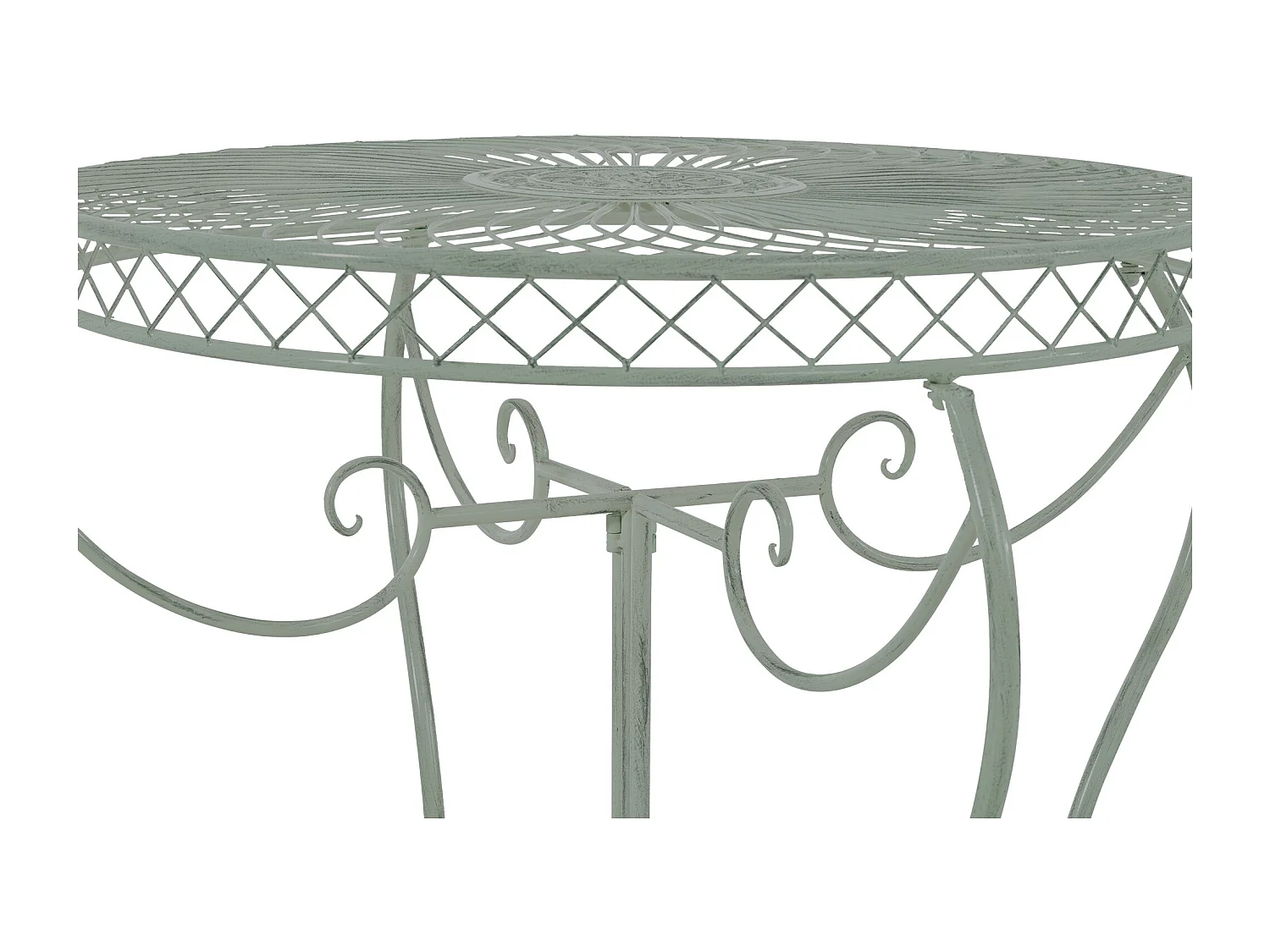 Table d'appoint de jardin - rond Ø 90 cm - Métal - Vert antique - Sheela