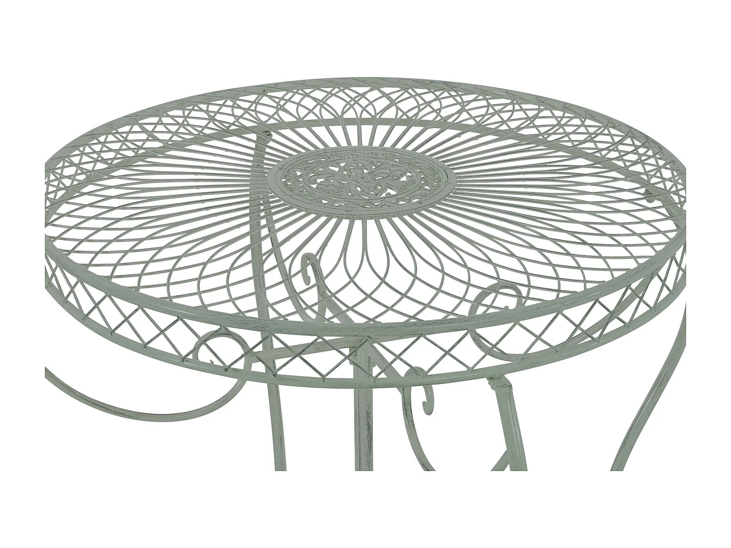 Table d'appoint de jardin - rond Ø 90 cm - Métal - Vert antique - Sheela