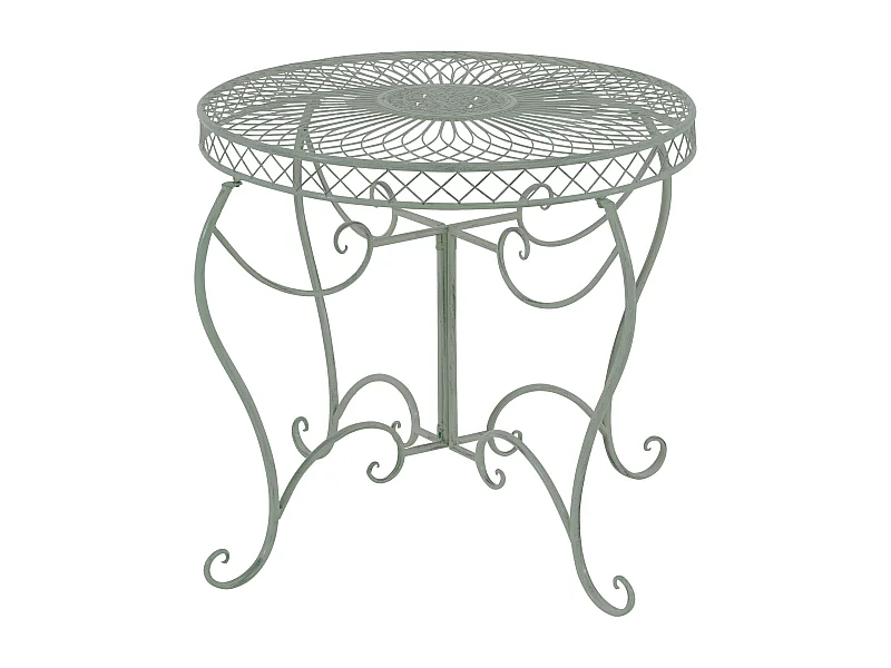 Table d'appoint de jardin - rond Ø 90 cm - Métal - Vert antique - Sheela