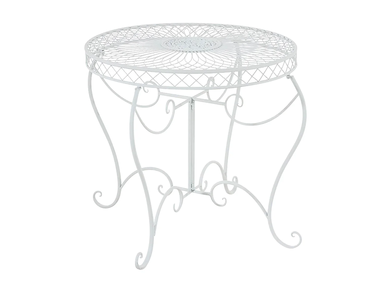 Table d'appoint de jardin - rund 90cm - Métal - Blanc - Sheela