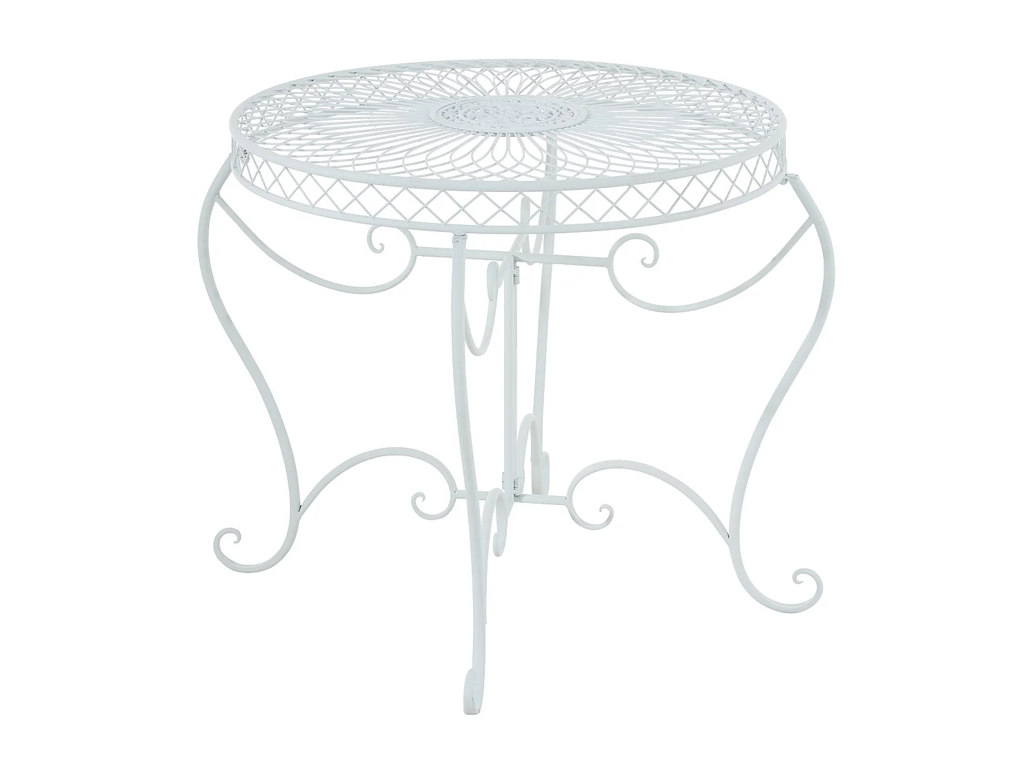 Table d'appoint de jardin - rond Ø 90 cm - Métal - Blanc - Sheela
