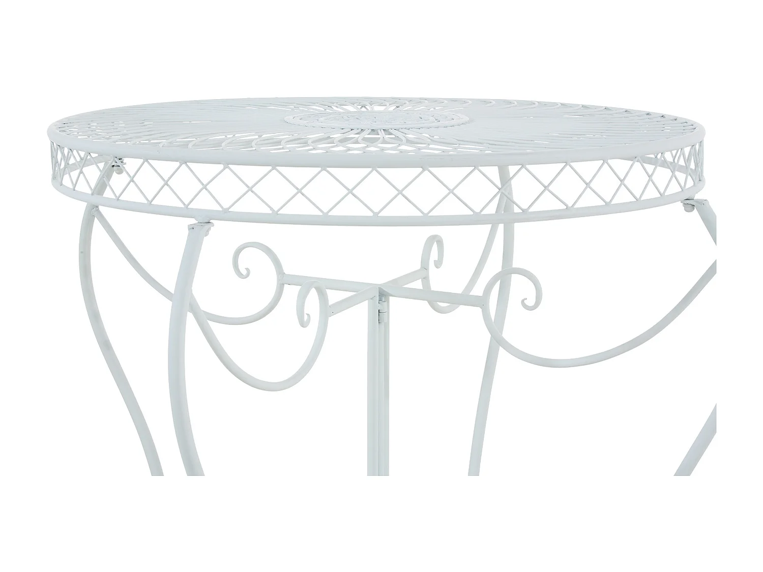 Table d'appoint de jardin - rond Ø 90 cm - Métal - Blanc - Sheela