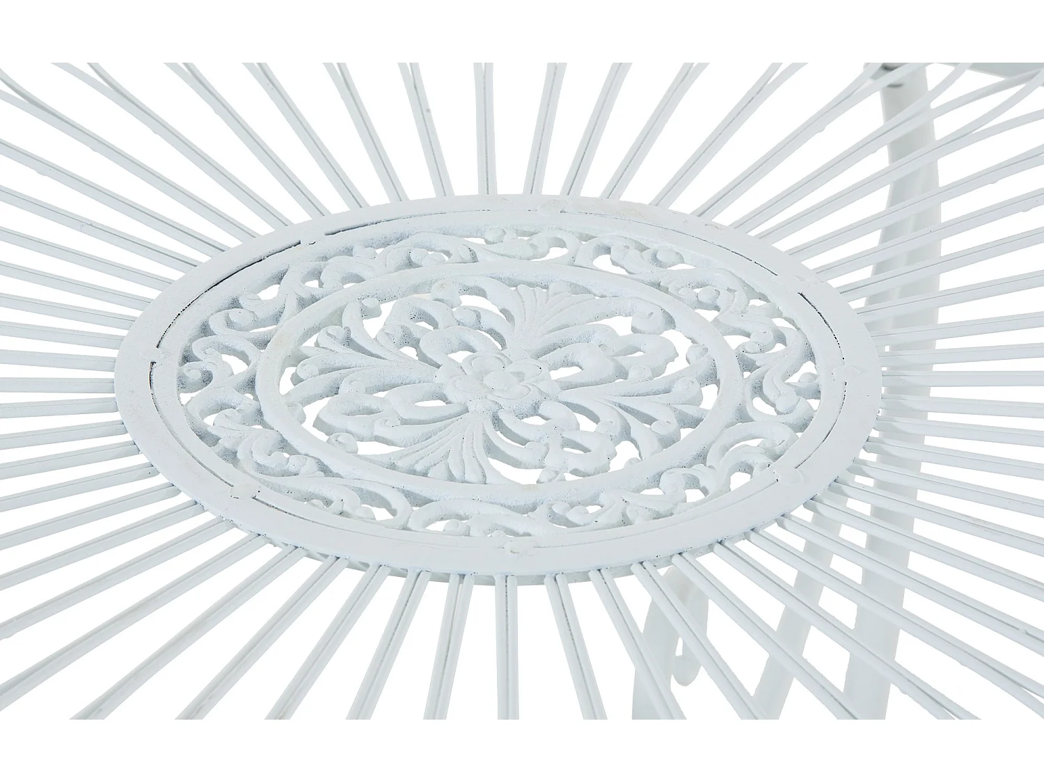 Table d'appoint de jardin - rond Ø 90 cm - Métal - Blanc - Sheela