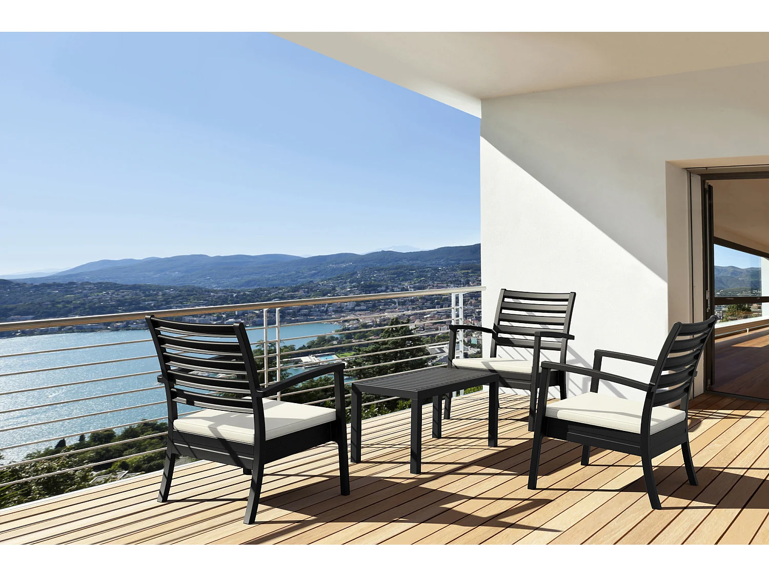 Table d'appoint de jardin - eckig - Plastique - 90 x 45cm - Noir - Ocean