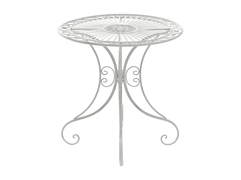 Gartenbeistelltisch - rund Ø 70 cm - Metall - Blanc antique - Hari