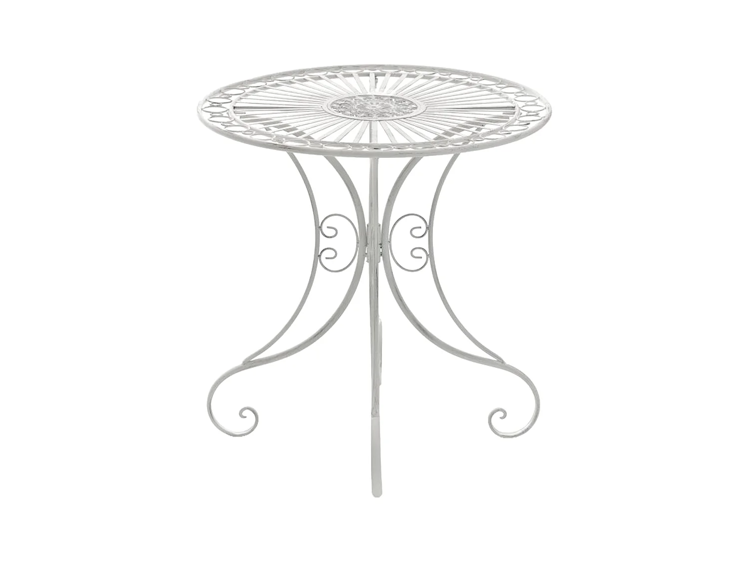 Table d'appoint de jardin - rond Ø 70 cm - Métal - Blanc antique - Hari