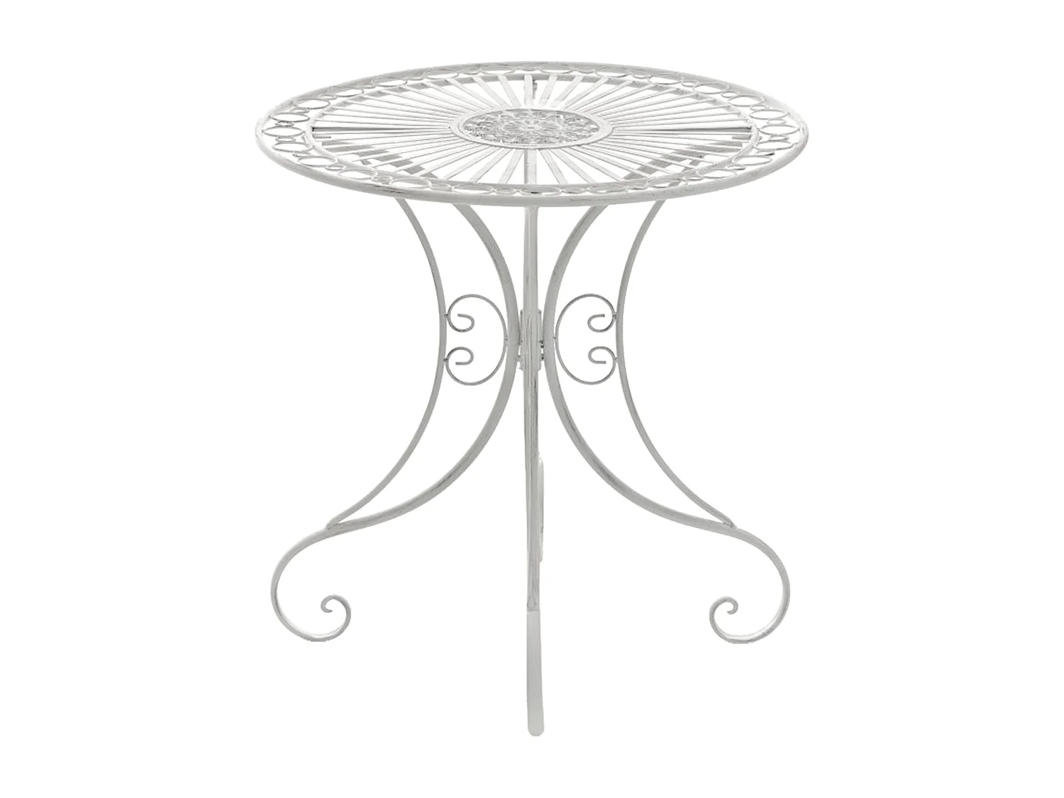 Table d'appoint de jardin - rond Ø 70 cm - Métal - Blanc antique - Hari