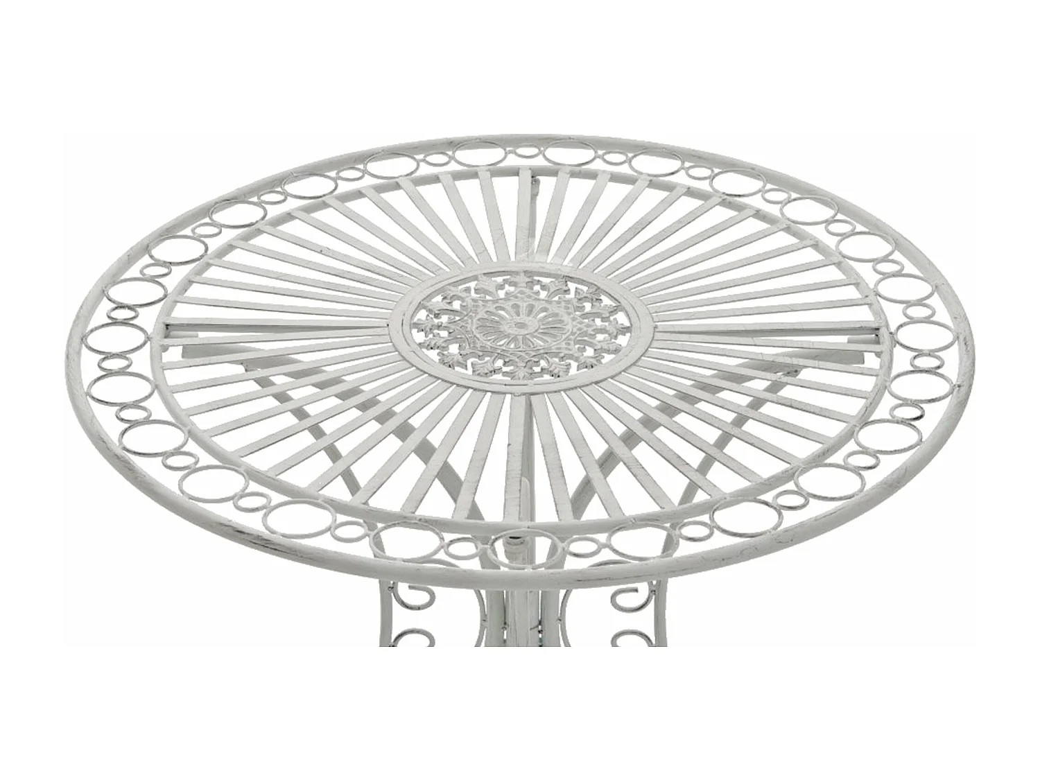 Table d'appoint de jardin - rond Ø 70 cm - Métal - Blanc antique - Hari