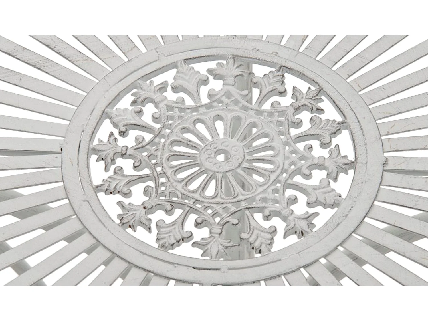 Table d'appoint de jardin - rond Ø 70 cm - Métal - Blanc antique - Hari