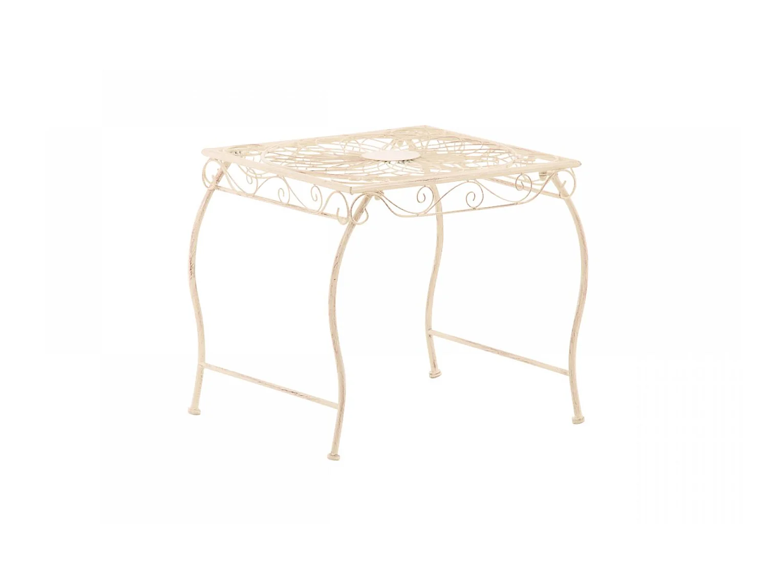 Table d'appoint de jardin - carré - Métal - 49 x 45 cm - Crème antique - Zarina