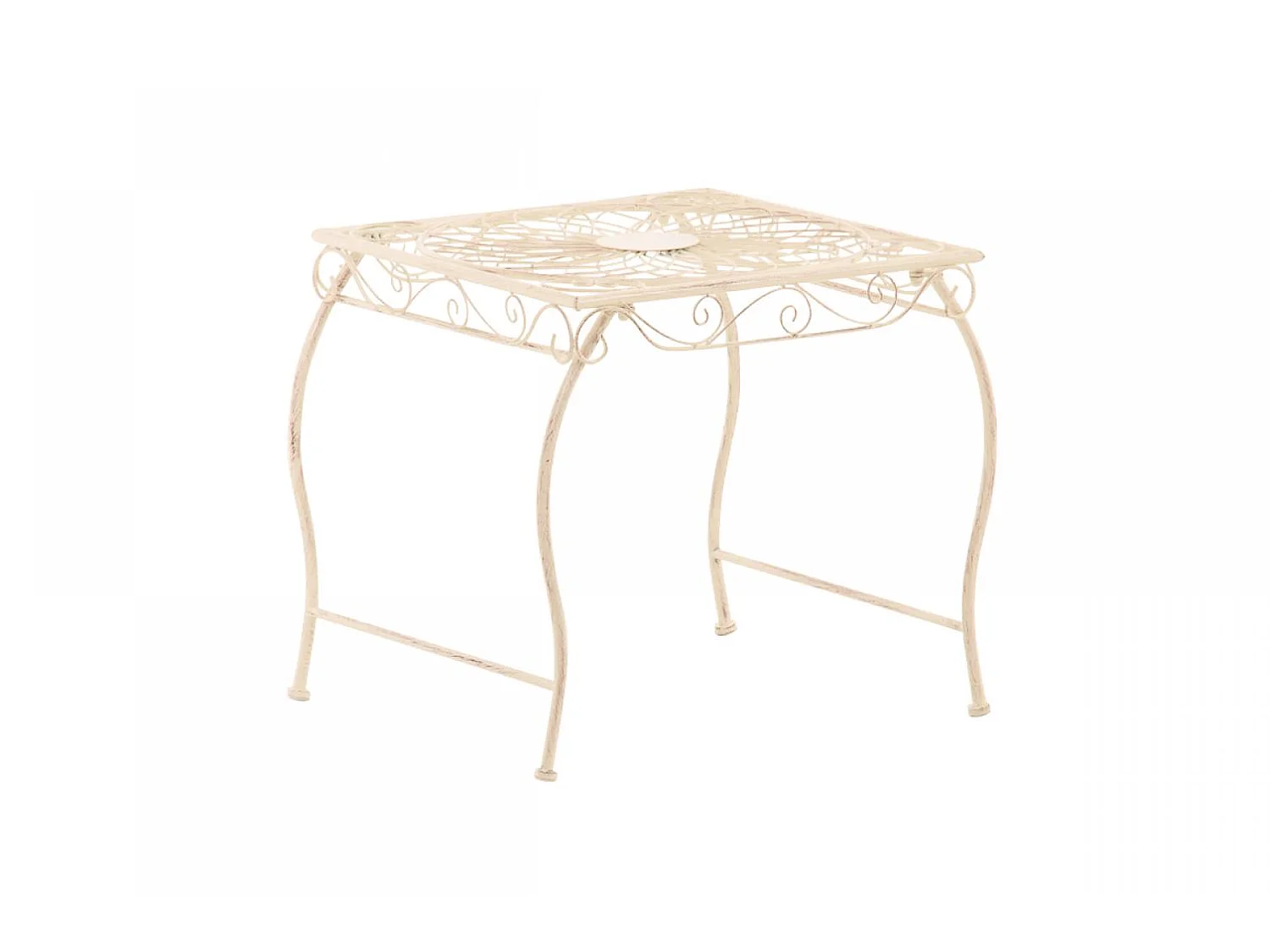 Table d'appoint de jardin - carré - Métal - 49 x 45 cm - Crème antique - Zarina